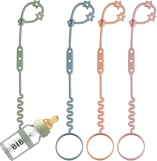 Toy Safety Straps, 4 Pack Silicone Sippy Cup Straps, Sippy Cup Leash for Baby, Keep Bottles and Sippy Cups Close at Hand and Off The Ground or Floor (4PACK, Sage/Ether/Blush/Muted)