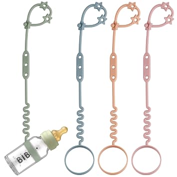 Toy Safety Straps, 4 Pack Silicone Sippy Cup Straps, Sippy Cup Leash for Baby, Keep Bottles and Sippy Cups Close at Hand and Off the Ground or Floor 4PACK, Sage/Ether/Blush/Muted