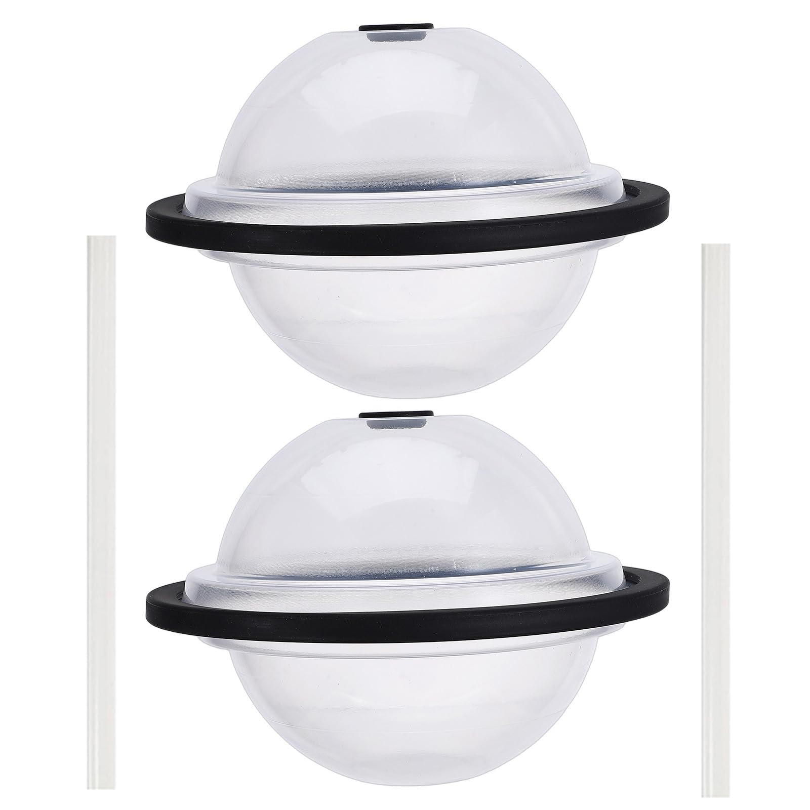 OUNONA Lot de 2 moules à glaçons sphériques | Moule à glaçons réutilisable | Bouteilles vides en amusantes avec pailles et bouchons pour boissons, bourbon, vin, lait, jus de fruits.