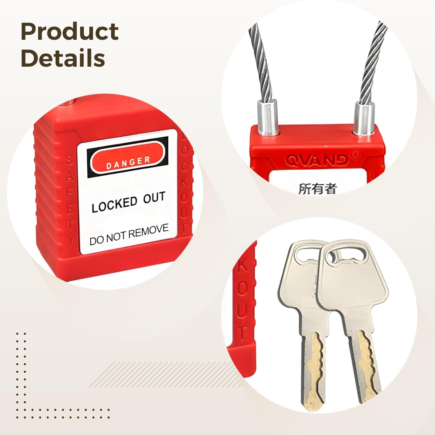10 Pcs Industrial Safety Lockout Padlocks With 90 Mm Cable, Keyed Differently For Secure Electrical Isolation