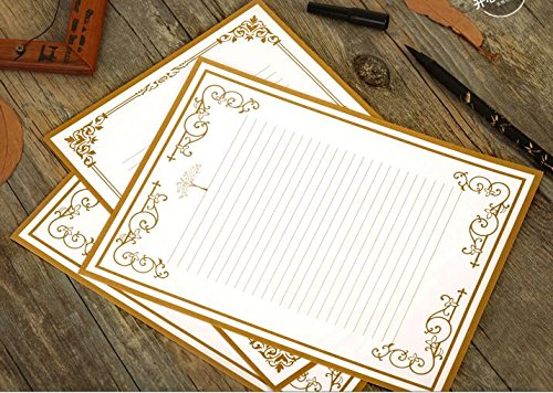 Imagicoo 64 Vintage Retro Cute Design Writing Stationery Paper Letter Set (White+Khaki) #TOP2