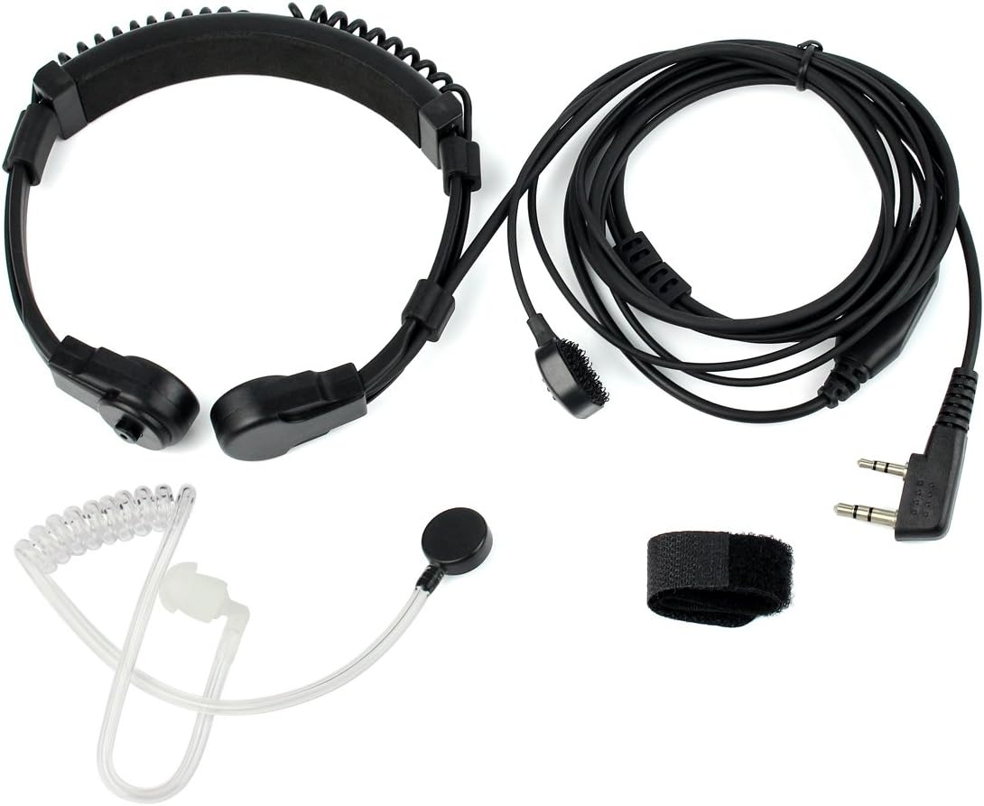 Retevis Adjustable Throat Mic Walkie Talkie Earpiece with Mic, Covert Tube, Finger PTT, for RT22 RT68 RT21 H-777, Compatible with Pxton/Baofeng/Kenwood Walkie Talkie, 2 Way Radio Headset(1 Pack)