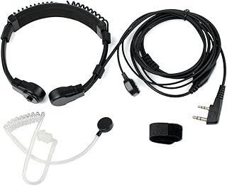 Retevis Adjustable Throat Mic Walkie Talkie Earpiece with Mic, Earpiece with Finger PTT, Compatible RT22 RT21 H-777 RT68 RT22S RT19 Walkie Talkie, Covert Tube 2 Way Radio Headset(1 Pack)