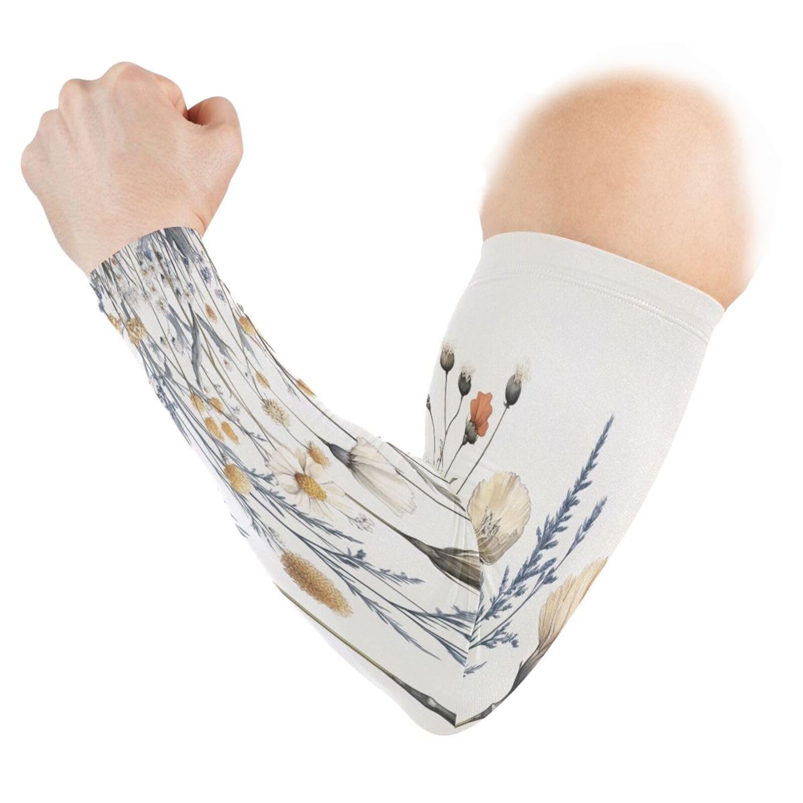 Kigai Wildflower UV Sun Protection Arm Sleeves for Men Women Cooling Compression Sports Arm Sleeves Tattoo Cover Up