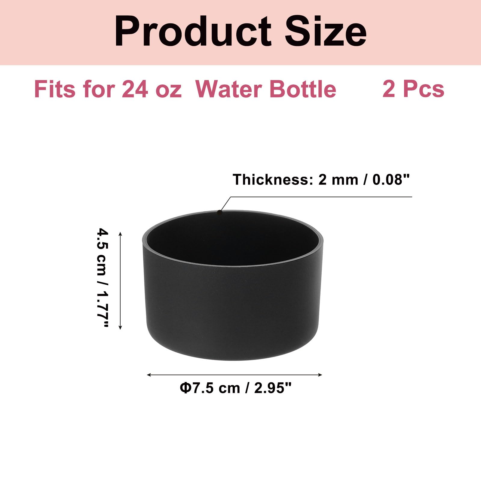 PATIKIL Silikonowe buty do butelki na wodę 680 ml, 2 szt. antypoślizgowe rękawy ochronne na butelkę wody, dolna pokrywa na akcesoria do butelek z wodą, czarne