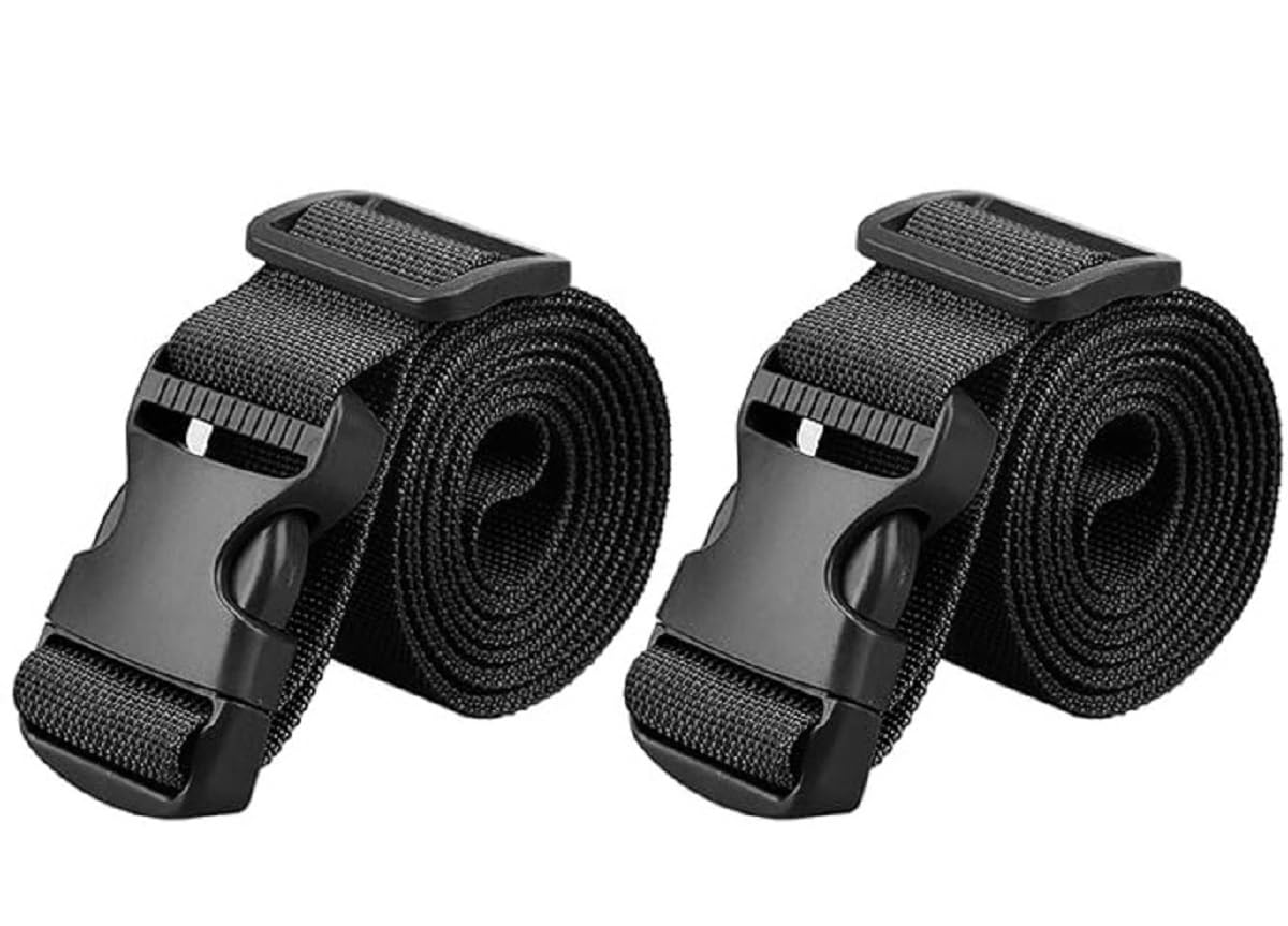10 feet Long Utility Strap Belt with Quick-Release Buckle Adjustable, for Luggage Bags, Traveling, Bikes, Cars, Outing, Black, 2-Pack.-image-43