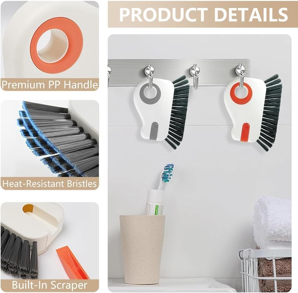 Image of 2-in-1 Groove Cleaning Brush with Hidden Scraper, Window Track Cleaner Brush, Crevice Cleaning Tool for Sliding Door Tracks, Window Sills, Narrow Gaps, Kitchen & Bathroom Cleaning (White)