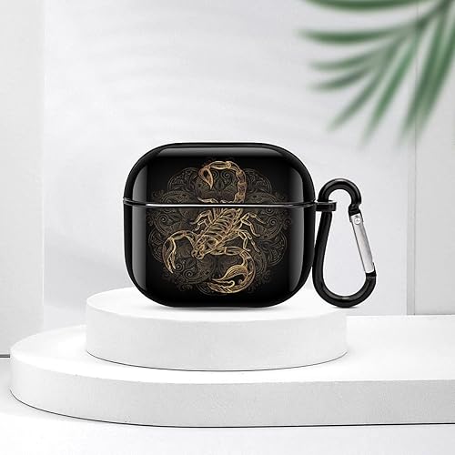 Miniatura 7 de Golden Cool Scorpio - Funda para auriculares Bluetooth con estampado, compatible con Airpods 3, caja de almacenamiento protectora con llavero