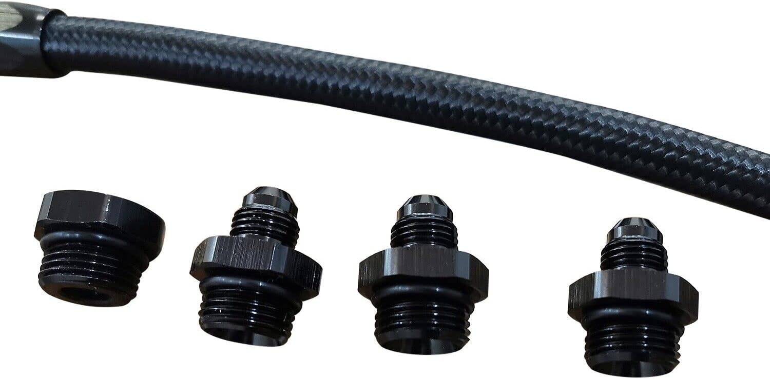 -6AN -8 ORB Fuel Rail Manifold Crossover Kit for LS1 LS3 LS6 LM7 LS7 Black