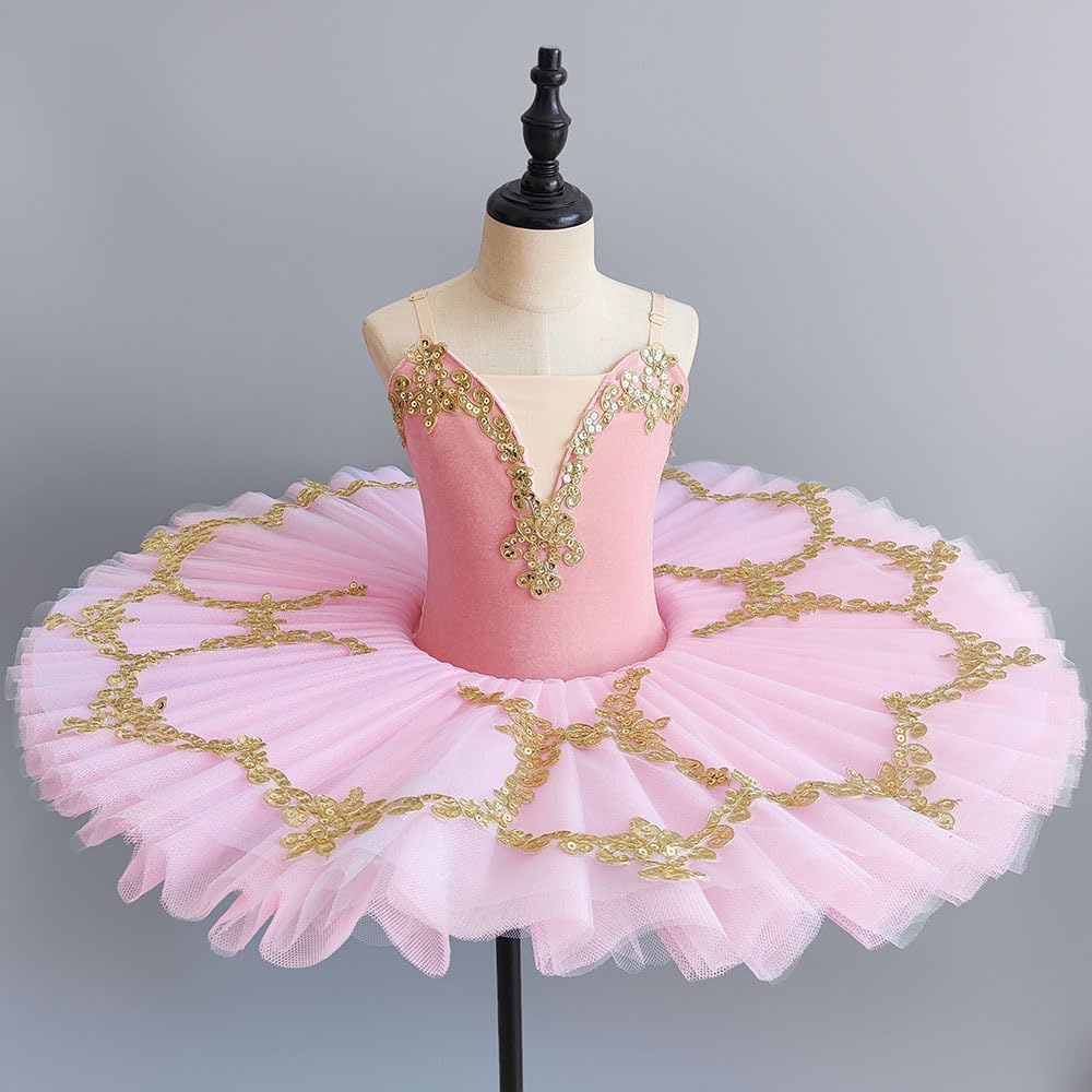 Vestido de Ballet Rosa para niñas, tutú para niños, Disfraces de Ballet, Vestido de Bailarina, Vestido Profesional para Navidad, Vestido de Fiesta para niños.