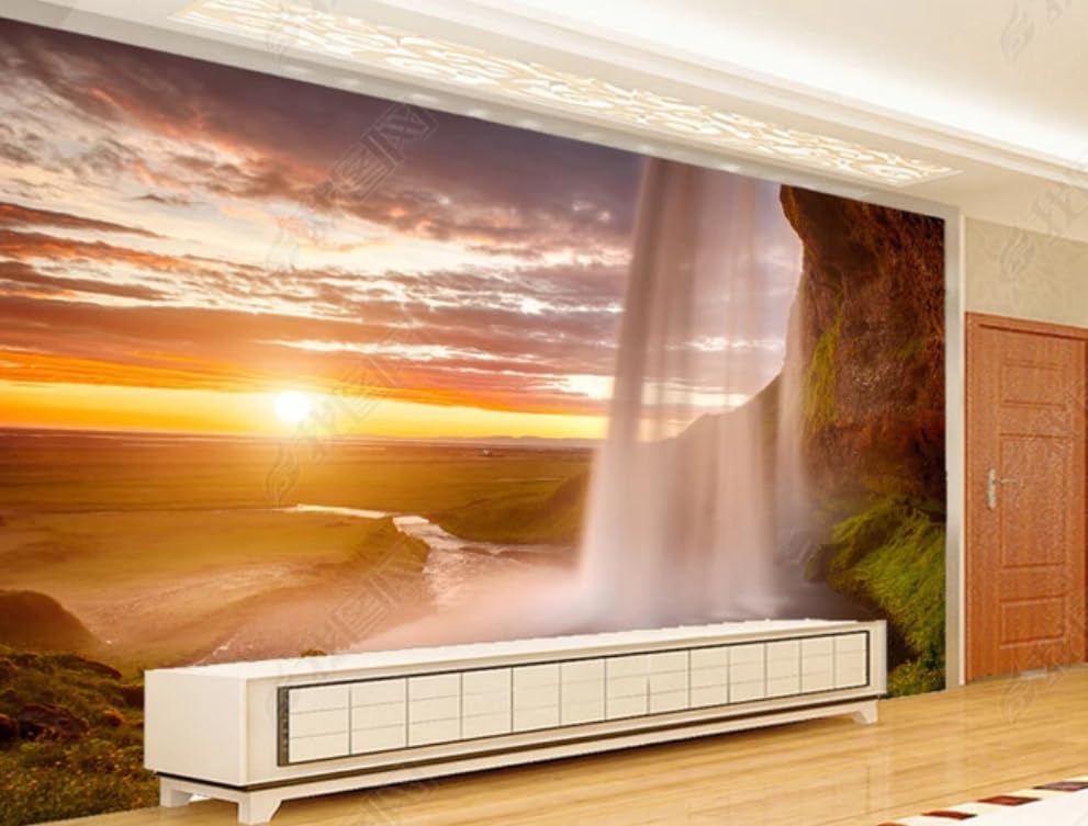 Papier peint intissé cascade haute montagne décor mural panoramique haut de gamme pour chambre