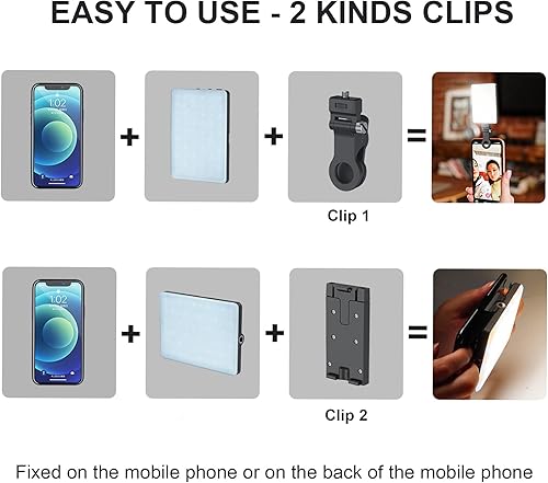 Miniatura 6 de Luz de teléfono para selfie, clip de relleno LED portátil para teléfono, iPhone, iPad, laptop, Android, luz de teléfono para selfies, transmisión en