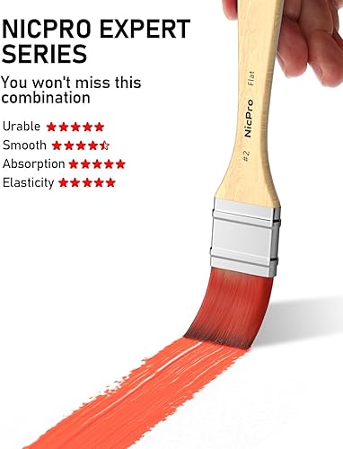 Miniatura 2 de Nicpro Juego de 26 pinceles de pintura, pinceles profesionales con cuchillo de paleta y rollo de tela, pinceles de pintura artística para pintura