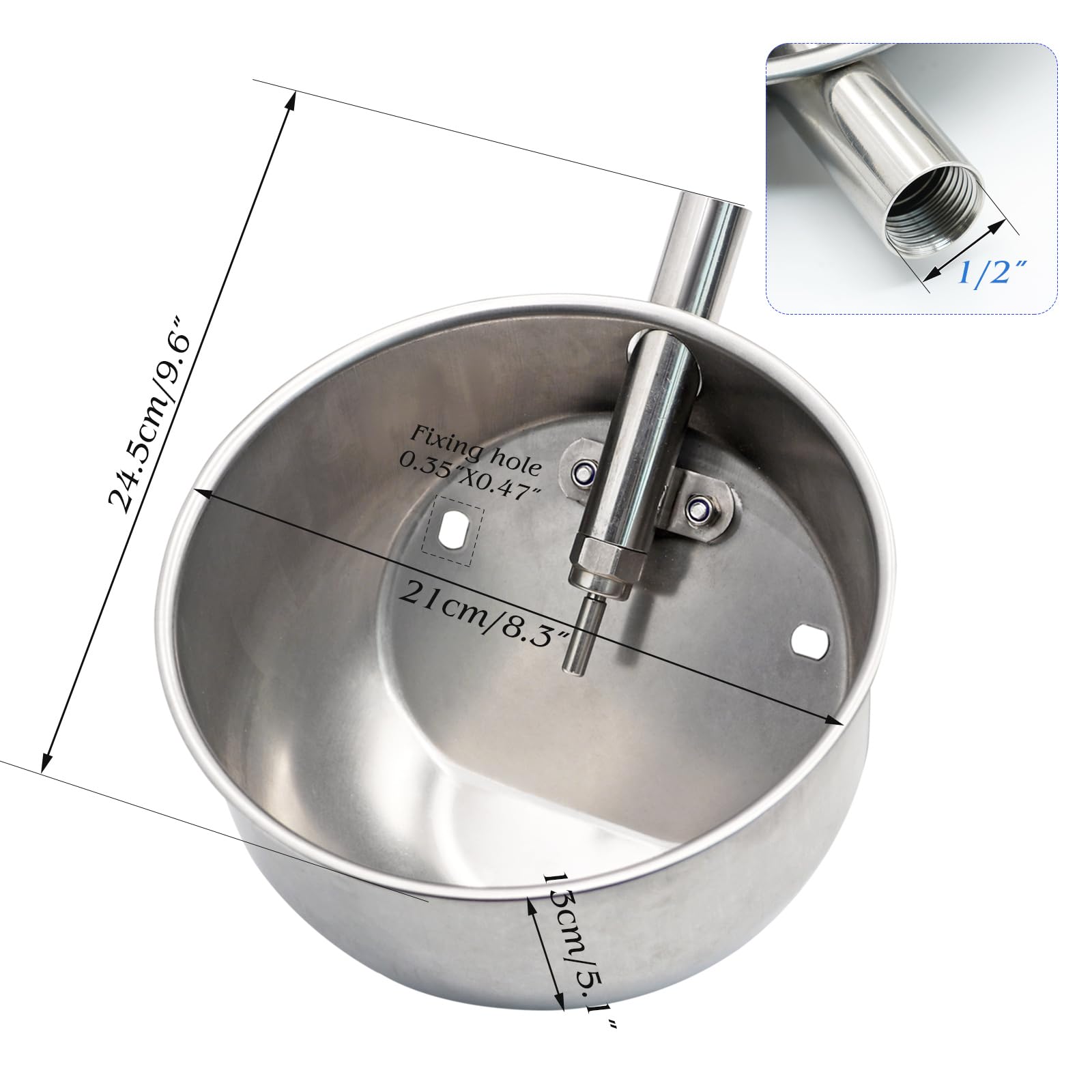 Livestocktool. COM de Acero Inoxidable para Cerdo Bebedero Agua 1/5,1 cm Pinza de corte Cuenco sembrar Cerdo Bebedores Extra Grande