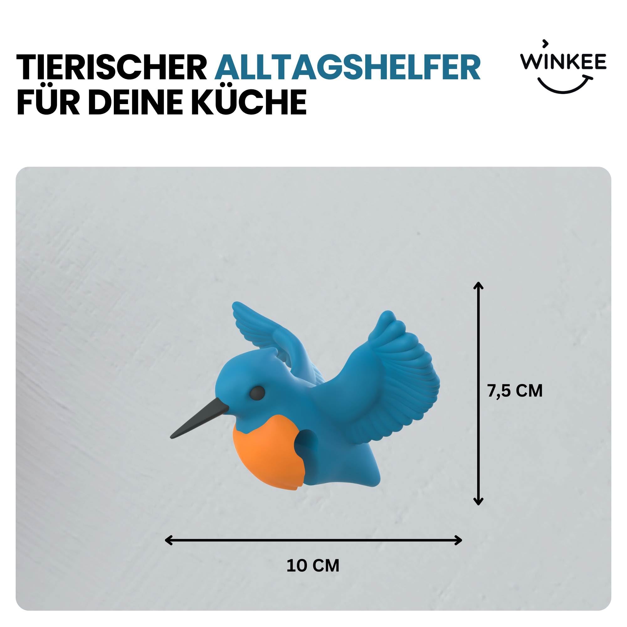 Winkee Topfwächter & Kochlöffelhalter, Löffelablage aus Silikon, Spoon Holder & Topf Deckelhalter, Küchen Gadget zum Kochen & Backen, Hitzebeständig & Spülmaschinenfest (Eisvogel)