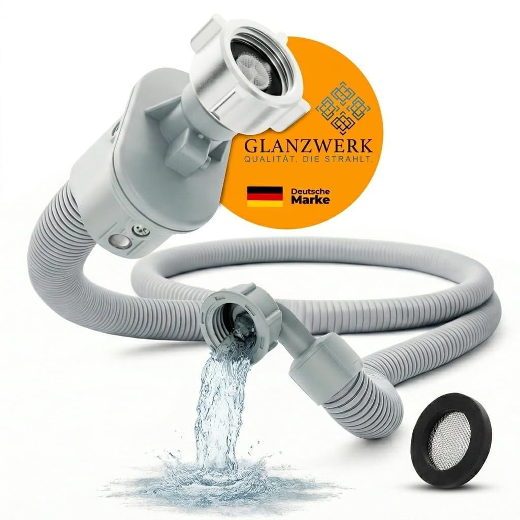 Zulaufschlauch mit Aquastop 1,5 m – Waschmaschinenschlauch & Spülmaschinenschlauch – 3/4 Zoll Metallgewinde – inkl. gratis Ersatzsieb- robuster Schlauch - einfache Montage