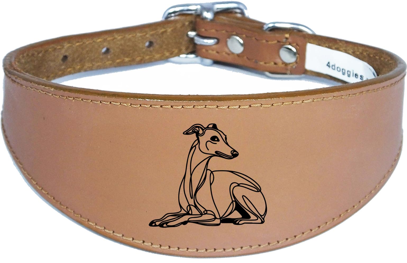 Sighthound Collar Luxury Padded Leather Handmade for Greyhound and Whippet, NL36