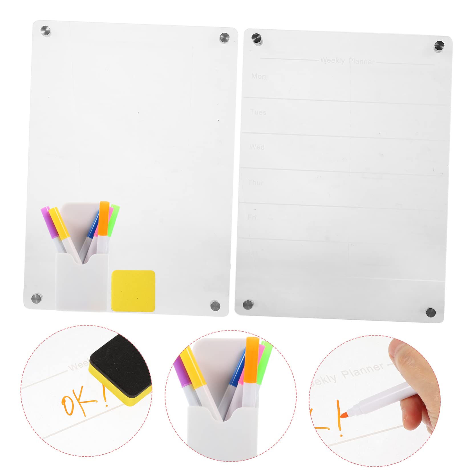 NUOBESTY Tablica Magnetyczna Na Lodówkę 35 Cm X 25 Cm Akrylowa Praktyczna Suchościeralna Do Codziennej Organizacji