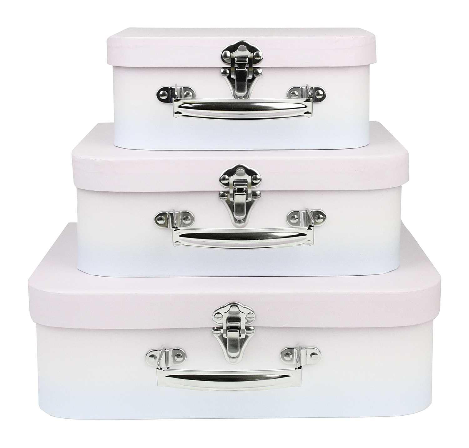 Emartbuy Pink Blue Ombre Suitcase Gift Boxes Set of 3 – Prebuilt Cardboard Style with Metal Handle & Clasp – Decorative Organizer for Gifting & Storage – 30.2×21.9×9.5/25×18.8×8.8/20.2×16×8.2 cm