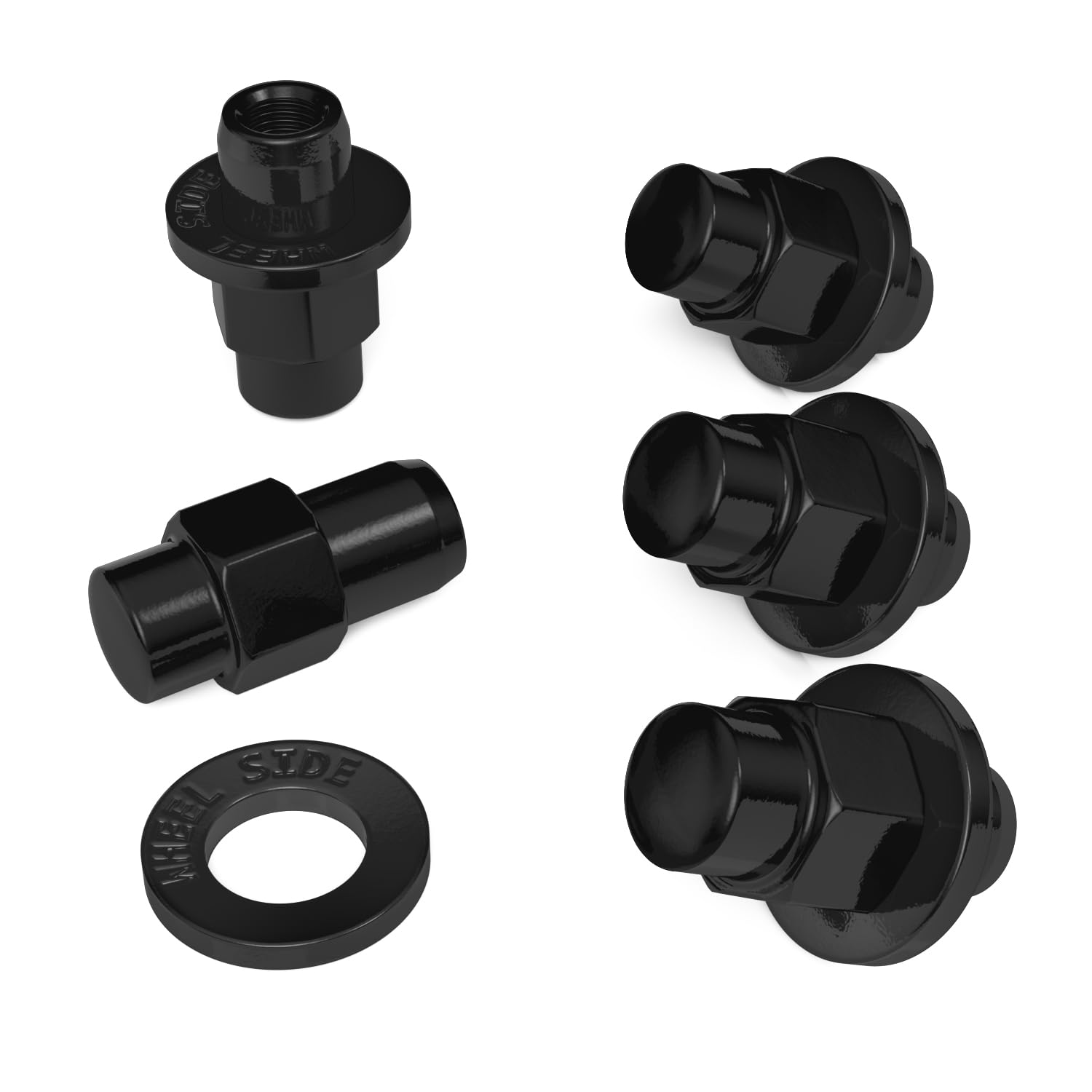 20pcs Cragar Mag Lug Nuts Center Washer, 7/16x20 RH, 0.71in Shank Length, 1.73in Total Length, 21mm or 13/16 Hex - Compatible with Buick Chevy Pontiac (See Listing for Exact Year Model) - Black