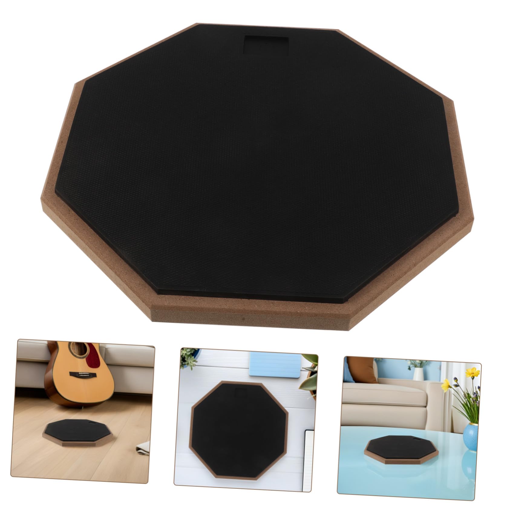 TOYANDONA Pad de Práctica de Batería Silencioso de Goma Octagonal de 12 Pulgadas con Diseño Portátil y Estable para Uso en Escuela y Diversas Prácticas
