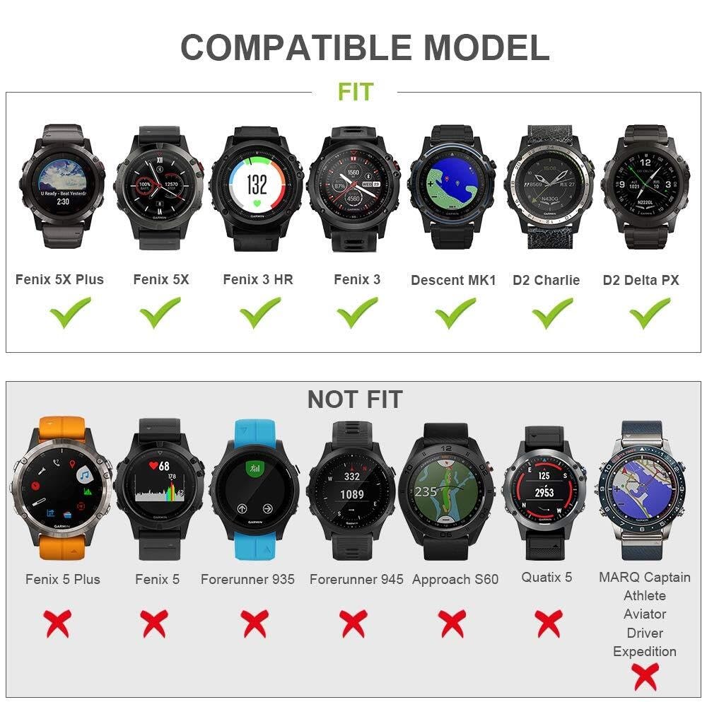 SERDAS For Garmin Fenix 5X Watch Band/Fenix 7X Watch Band Quickfit 26mm Watch Bands Compatible with Fenix 6X Pro/Fenix 5X Plus/Fenix 7X Pro(Orange)