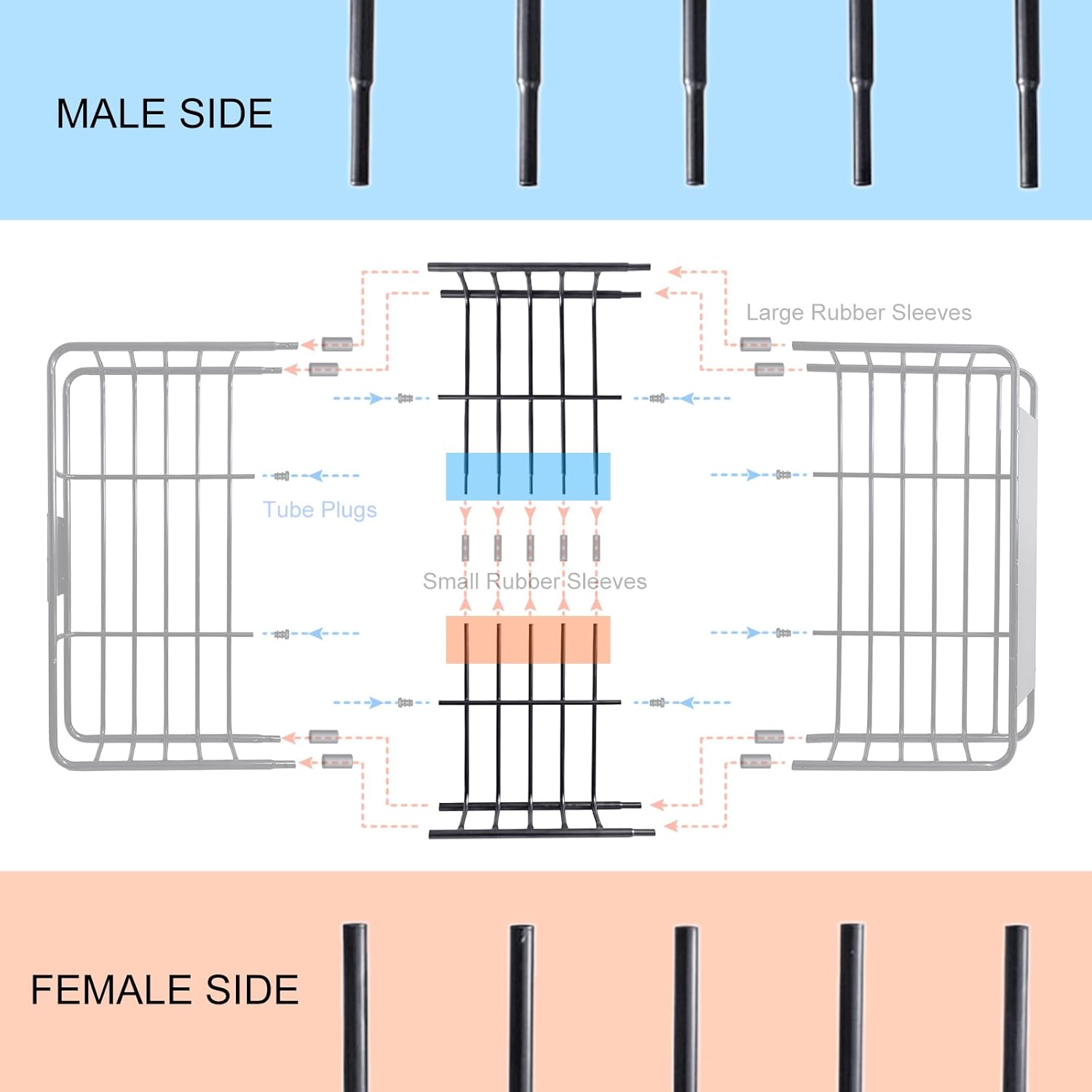 MeeFar Replacement Middle Part of The Roof Rack with Male Port fit with MeeFar Rooftop 65" X 39" X 6" Large Size Roof Rack (Male Part)