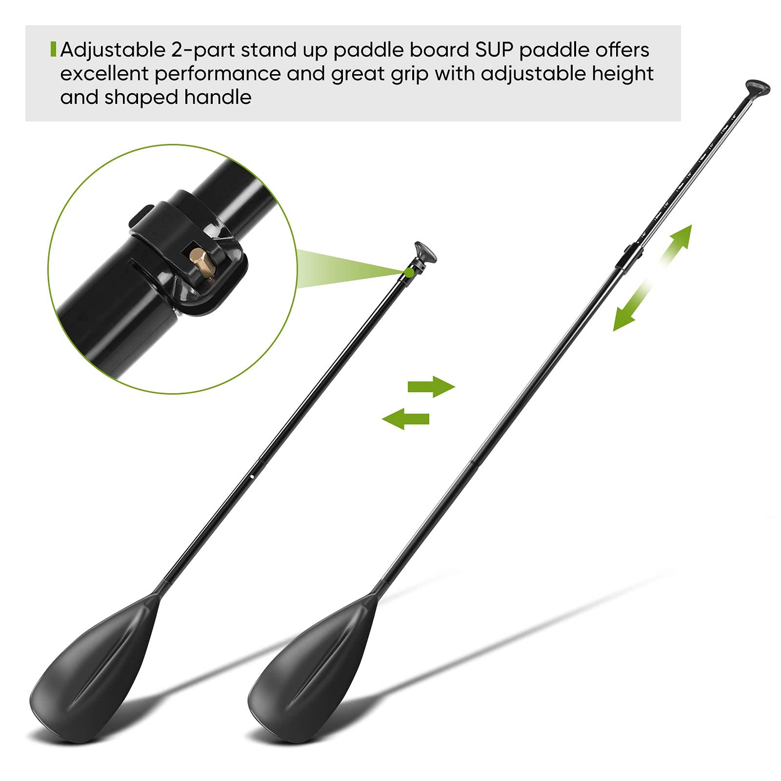 Ejoyous Bootshakenpaddel, Stand up Paddling Board Paddel Verstellbar Teleskop Kajakpaddel Aluminum für Kajakfahren Surfboard Boot Anti-Rutsch Schlauchboot 163-215 cm