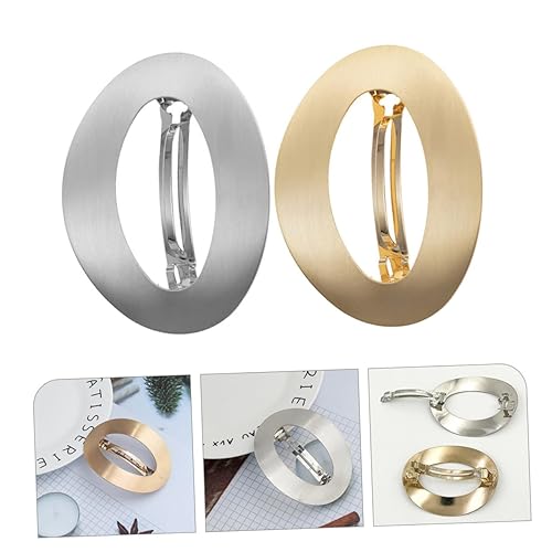 Baluue 2pcs Ponytail Hair Clips Semicircle Design Strong Spring Hold Hair Styling Accessories for Women Alloy Barrettes in Gold and Silver Suitable for Daily and Special Occasions
