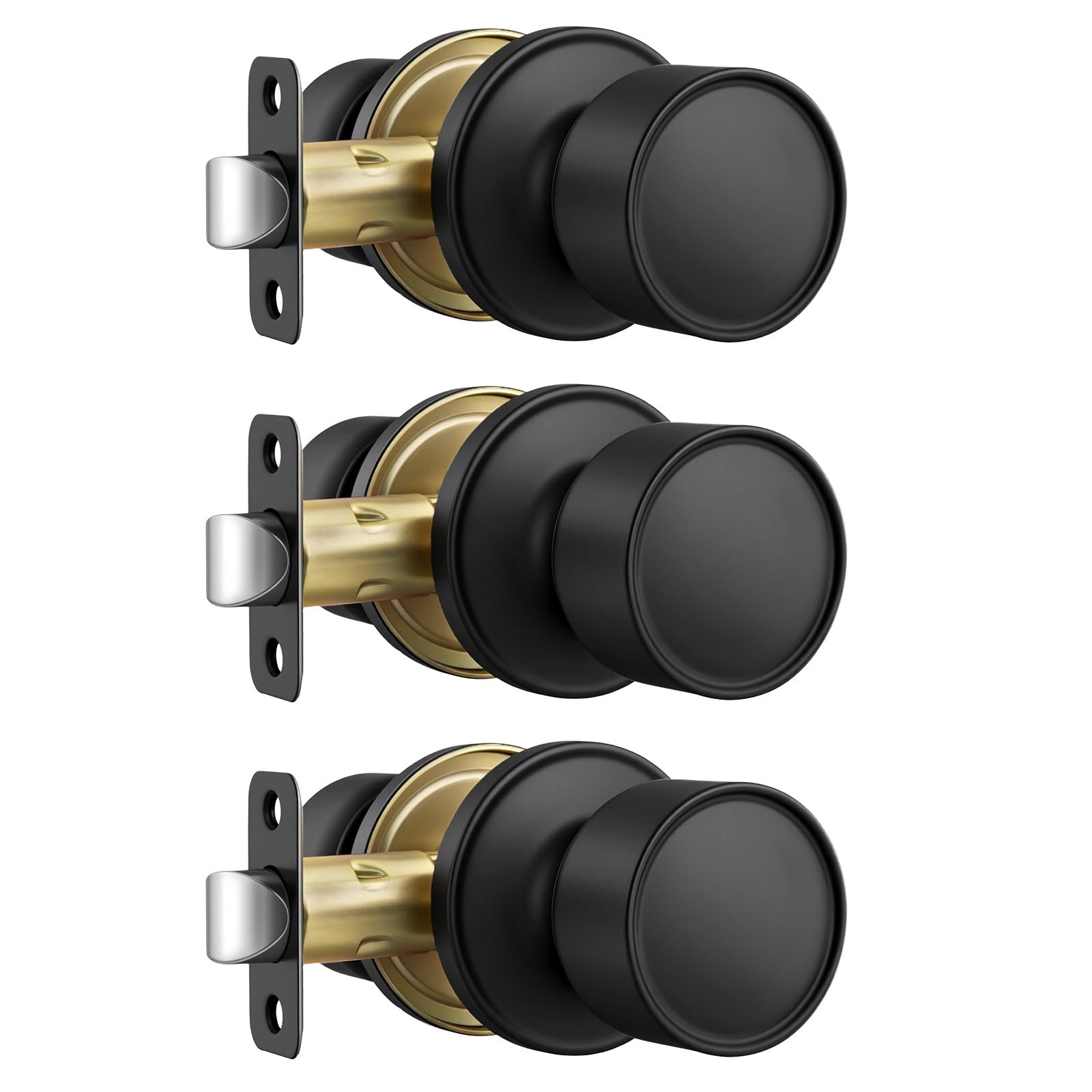 Goldenwarm Matte Black Privacy Door Knobs (10 Pack) -22