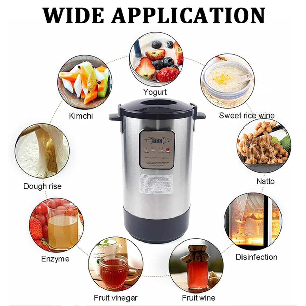 Yogurtera, fermentador eléctrico de 12 L/18 L, máquina para Hacer Vino Dulce de Acero Inoxidable con Temperatura de Tiempo Ajustable para Yogur, enzimas, Masa de arroz, vinagre de Frutas,12L