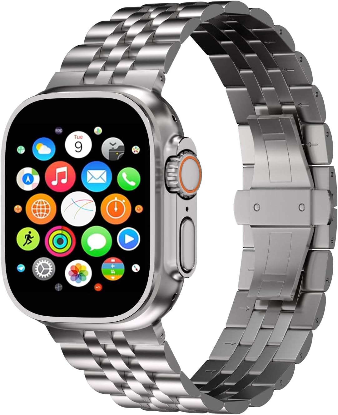 Titanium Band 49mm for Apple Watch Ultra 2 & Ultra 1 49mm Wide Metal Band with Secure Clasp - Lightweight Pure Titanium Metal Bracelet for iWatch Ultra 49mm