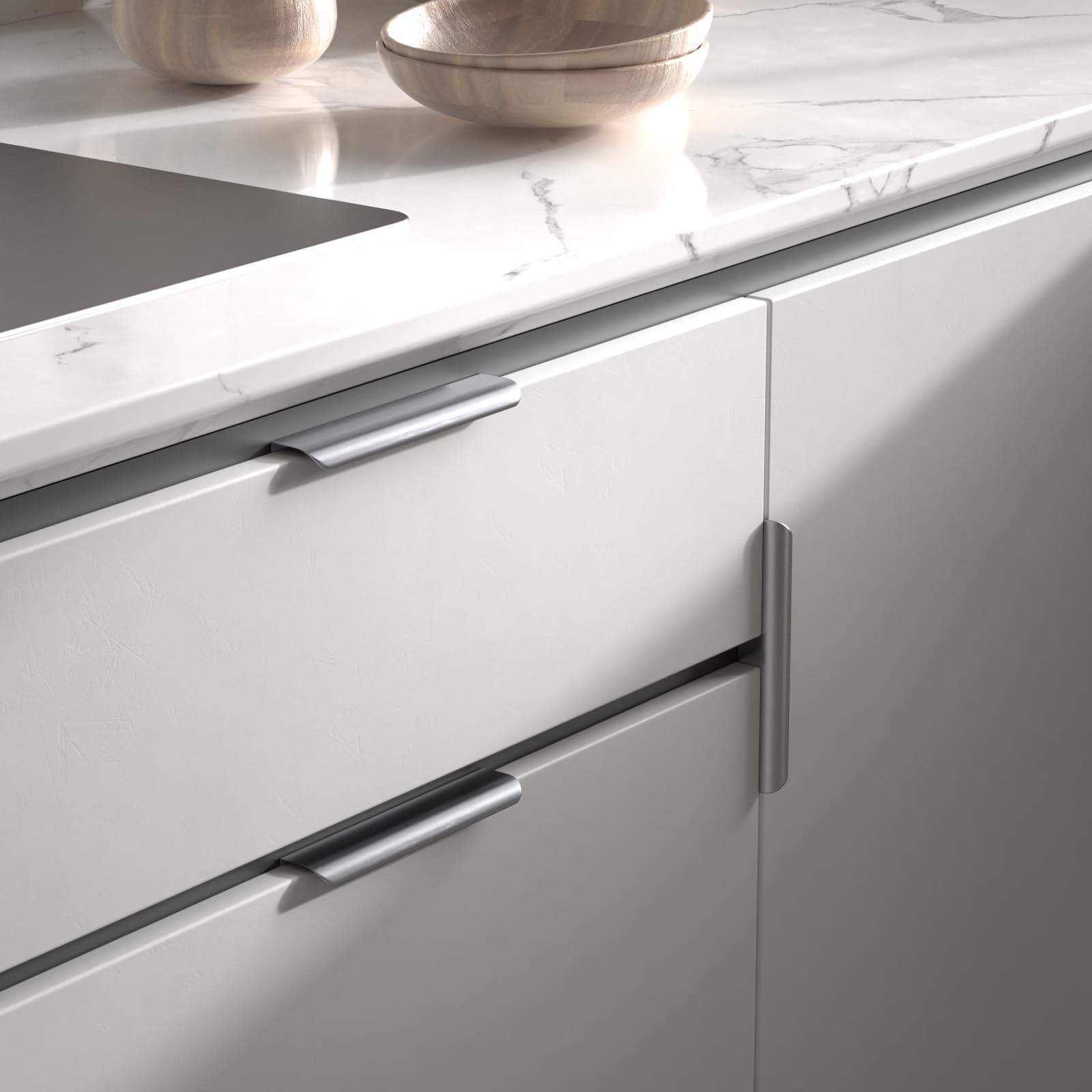 Goldenwarm Lot de 15 Poignee de Meuble Cuisine Poignée Meuble Invisible Noir -LS7027SNB128 Poignée Profil Aluminium Cuisine Brossé en Alliage d'Aluminium Entraxe 128mm