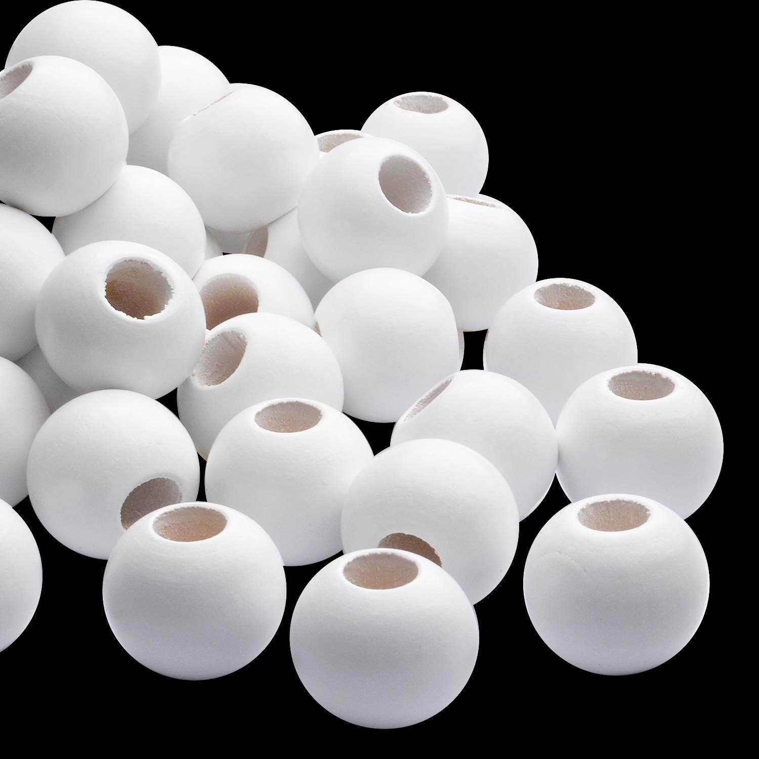 Wooden Spacer Beads - Jumbo 10mm & 25mm Round Balls, White - 50 Pieces for Handmade Decorations & Jewellery - Image 4