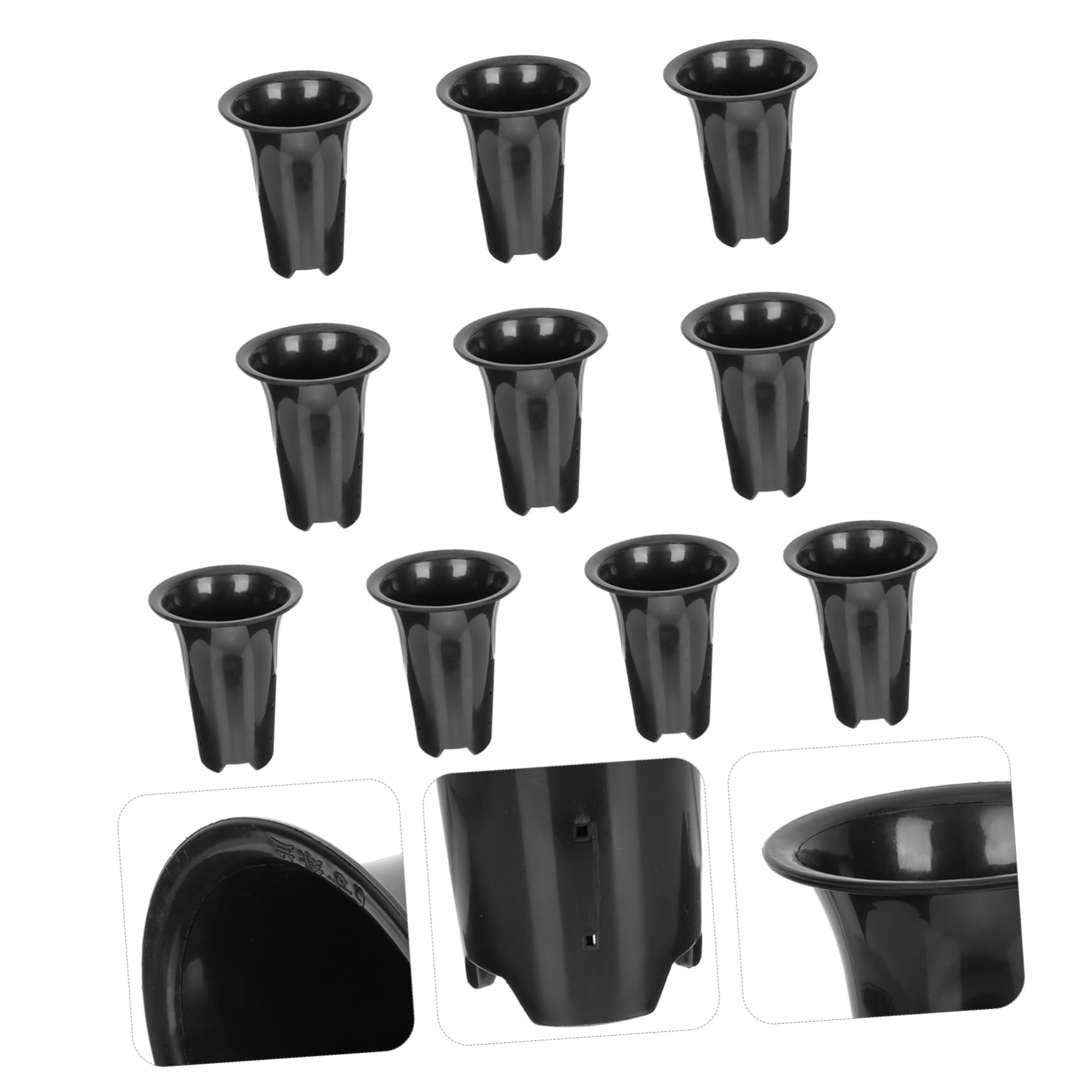 10 Pots de Pépinière Noirs en Plastique Respirant pour Plantes et Fleurs, Contrôle Racinaire, Design Simple, pour Jardin et Intérieur