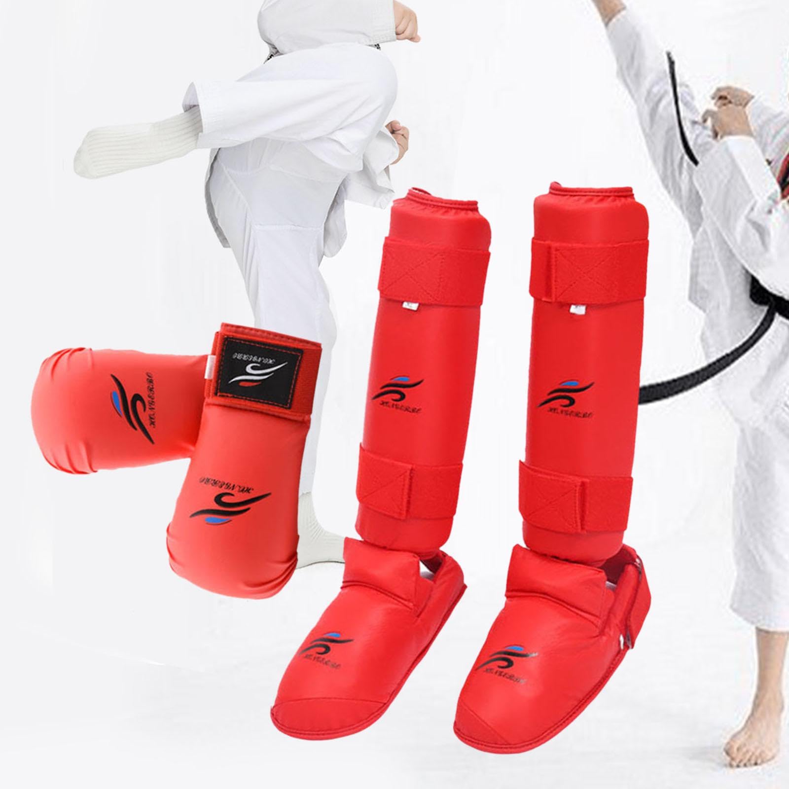 Baoblaze Guantoni da Boxe, parastinchi con Calzature, Set di Attrezzi per Lo Sparring di Karate, Guanti da Sparring, per Lo Sparring di Muay Thai
