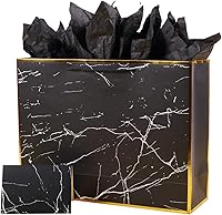 Vista 1 de ysmile Bolsa de regalo negra para hombres, bolsa de papel de gran tamaño con papel de seda para cumpleaños, aniversario, 16 pulgadas, día del padre