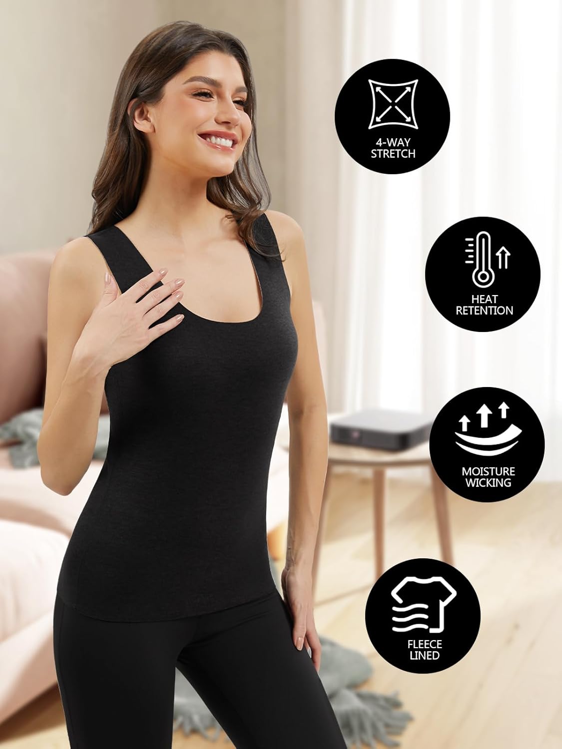 4/5 Pack Thermal Tank Tops Women Fleece Lined Underwear Tops Camisoles Sleeveless Undershirt Warm Base Layer Vest - Image 5