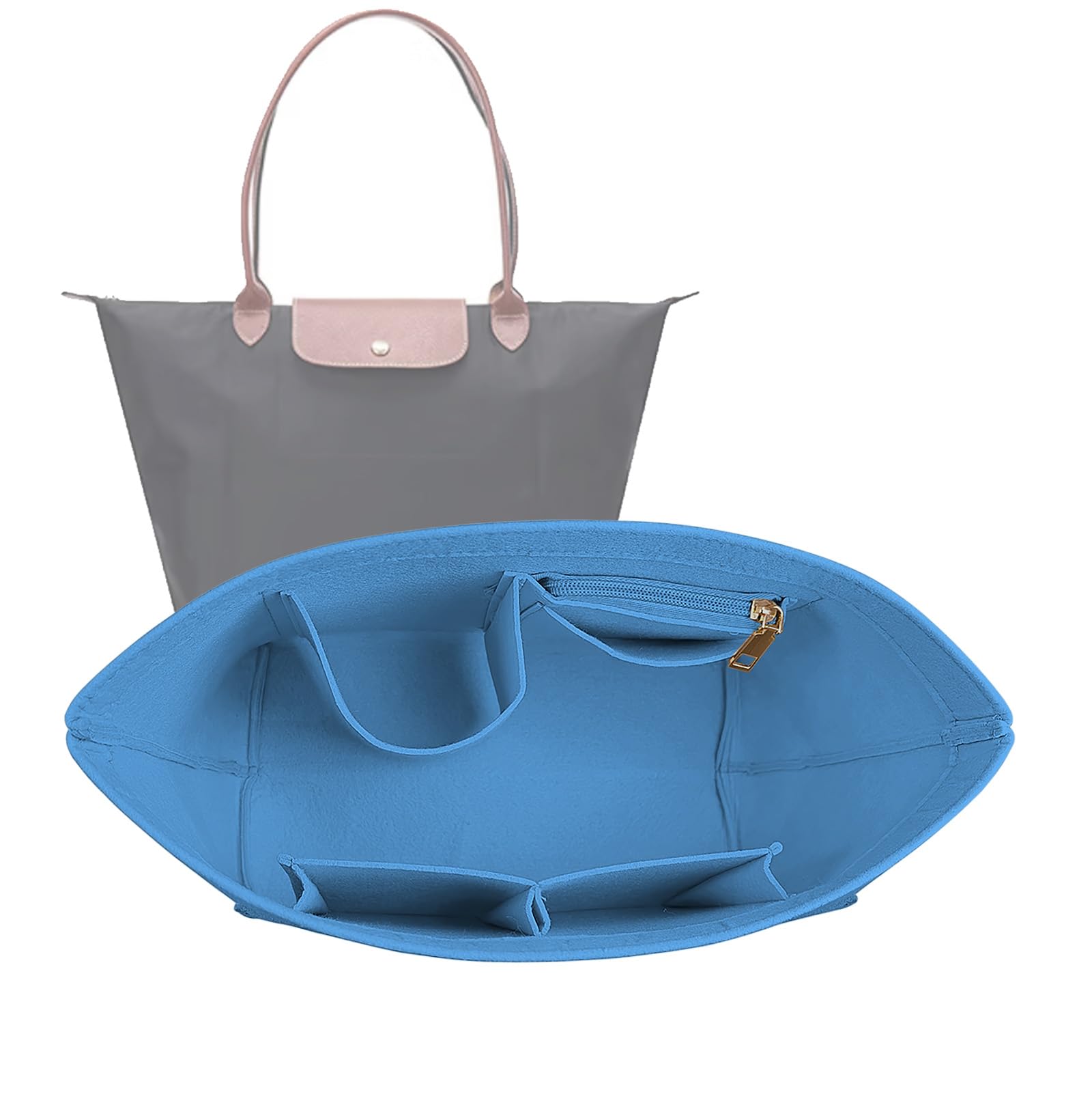 Organiseur bleu de qualité pour sac Longchamp Le Pliage Néo M