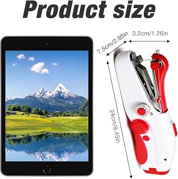 Handheld Sewing Machine,Mini Portable Electric Sewing Machine,Electric Hand Stitching Machine for Beginners Adult,Fast Stitch Suitable for Clothes, Fabrics, DIY Home Travel (Red)