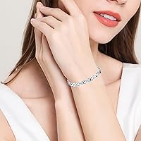 Vista 6 de Pulseras magnéticas Feraco para mujer de acero de titanio con imanes ultra resistentes y cristales brillantes, regalos de Navidad para mujeres