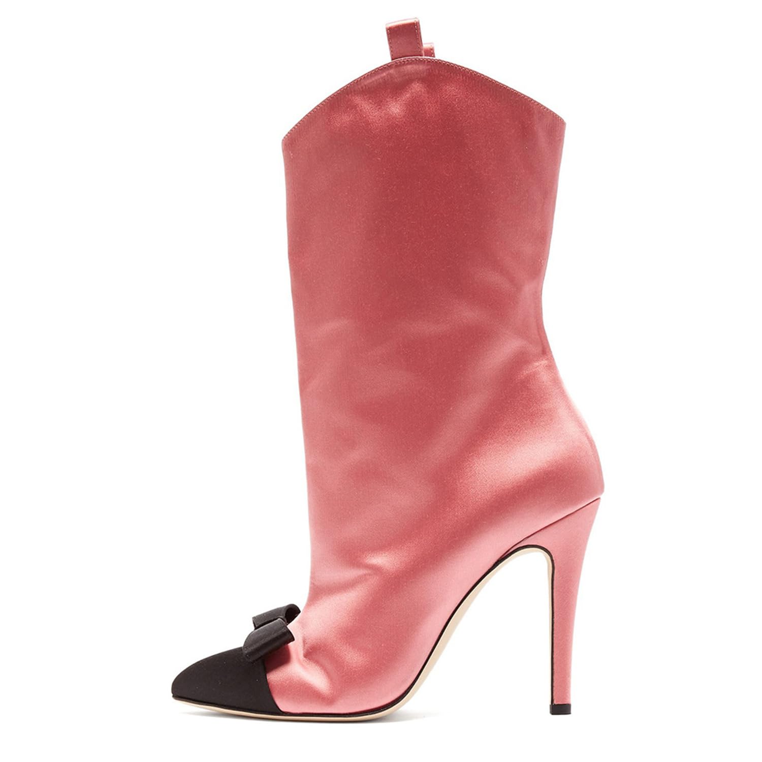 bbruriy Womens Ankle Boots Pointed Toe Stiletto High Heels with Bow Pull on Design and Satin Comfort Dress