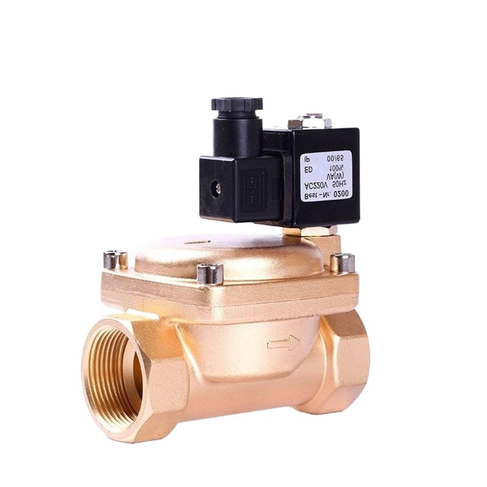 1-1/2" Brass Solenoid Valve 220V 110V 24V 12V Normally Closed(NPT_120VAC_VITON-Seal)