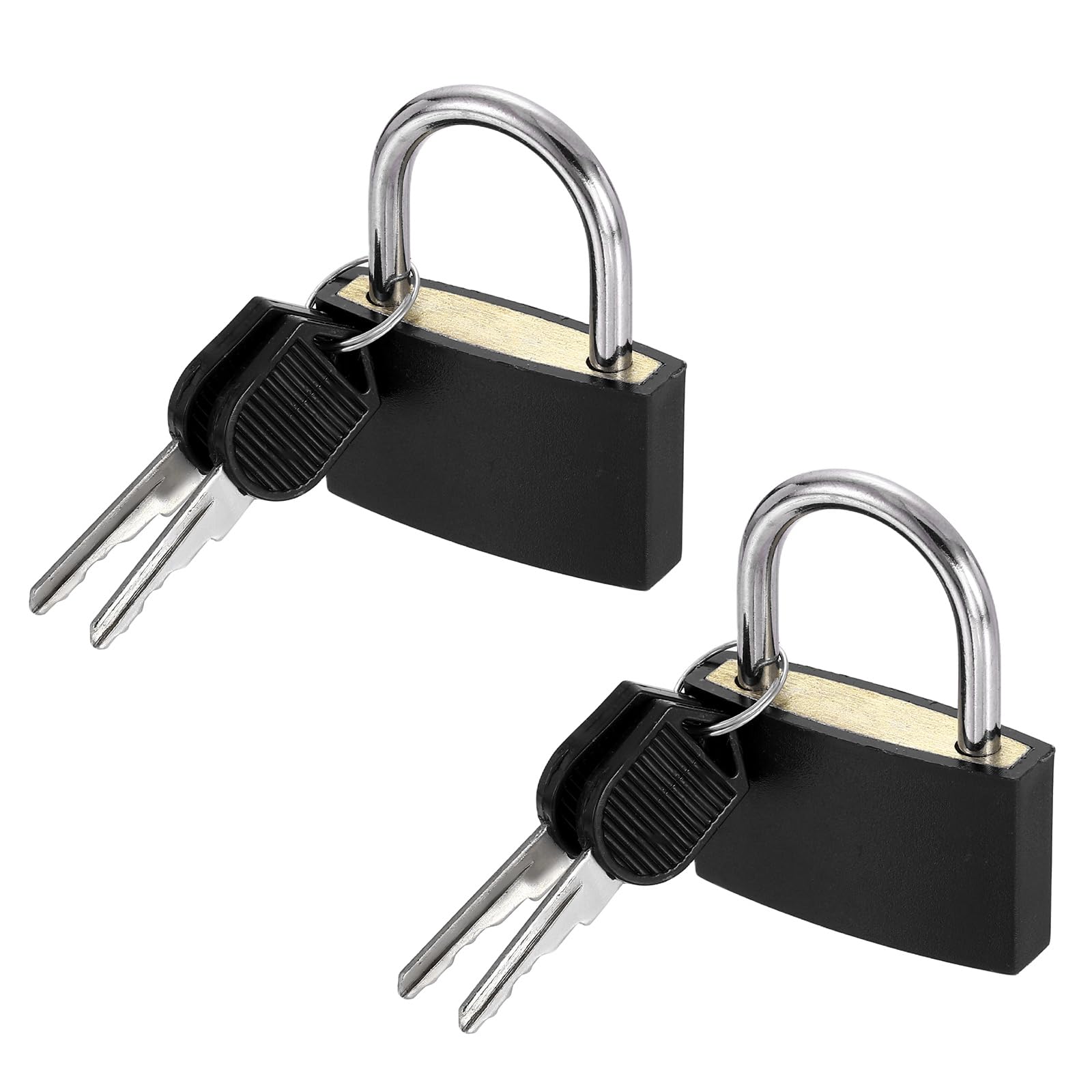 PATIKIL 41mm Small Locks with Keys 52mm Length, 2Pcs Suitcase Locks ABS Covered Solid Brass Anti Rust Waterproof Mini Luggage Padlock for Backpack Gym Locker Cabinet Boxes, Black — image 1