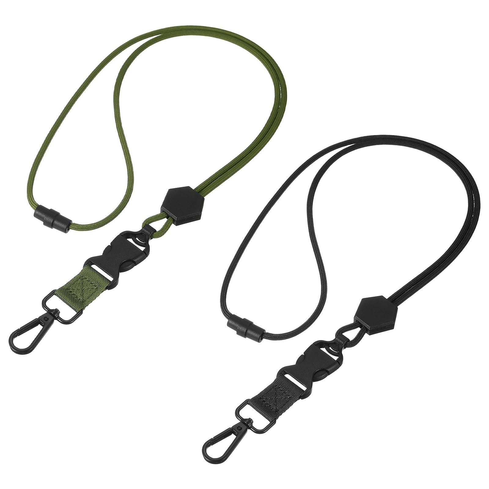 PATIKIL 2Pcs Breakaway Lanyard, Heavy Duty Teacher Neck Lanyard Cord with Safety Detachable Breakaway Buckle and Metal Hook Keychain Key Ring for Card Key ID Badge Holder, Black, Green