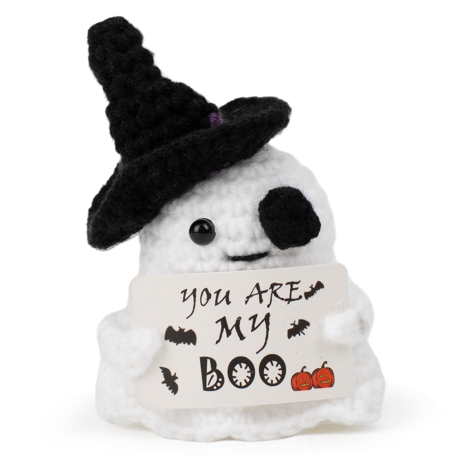 Kinninsion Halloween Boo Basket Stuffers for Her Him, Cute Crochet Doll Gifts for Couple Basket for Women Men, Birthday Teens Girls Boys Gifts, Girlfriend Boyfriend Anniversary, 4 Inch