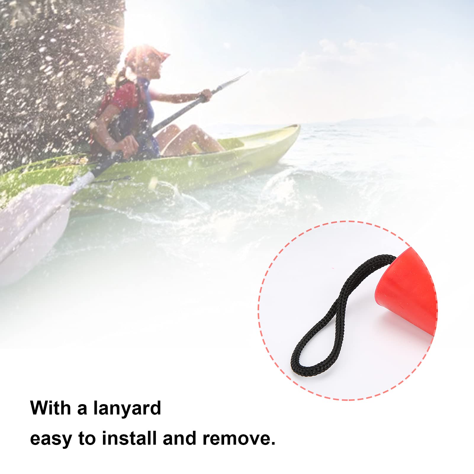 Qiilu Tappo per Ombrinale per Kayak 4 Pezzi Kit per Tappo per Ombrinale con Cordino Fori di Scarico in Silicone Flessibile Tappo Universale per Kayak Canoe (Nero