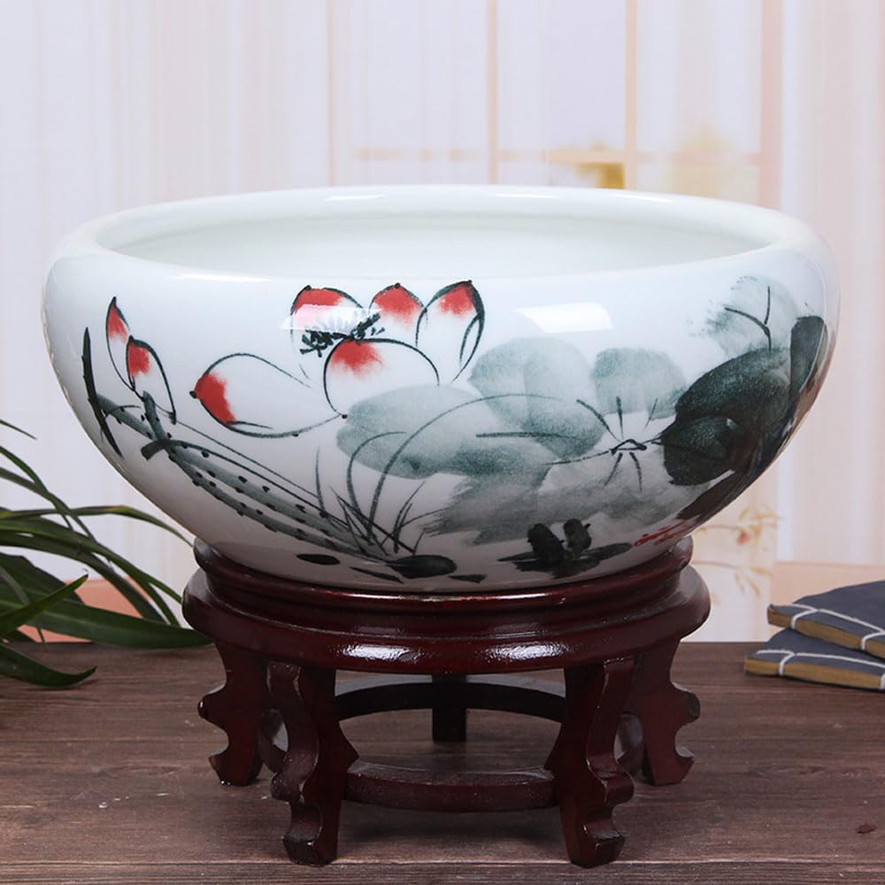 DFGHNBVC Plant Pot Hydroponic Plant Succulent Pots Ceramic Round Decorative Bowl Hydroponic Water Lily Planter Pot For Flowers Succulent Table Centerpiece Indoor Plant Pots,C-32 * 14cm
