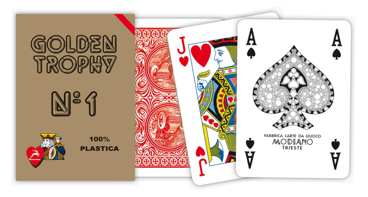 Modiano Poker Golden Trophy Plastic Playing Cards - Red