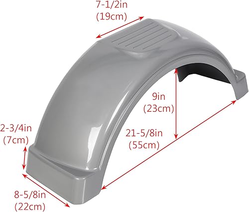 Miniatura 28 de HECASA Juego de 2 guardabarros de remolque de un solo eje, ruedas de 13 pulgadas, neumáticos de plástico, falda de escalón, barco sin escalón